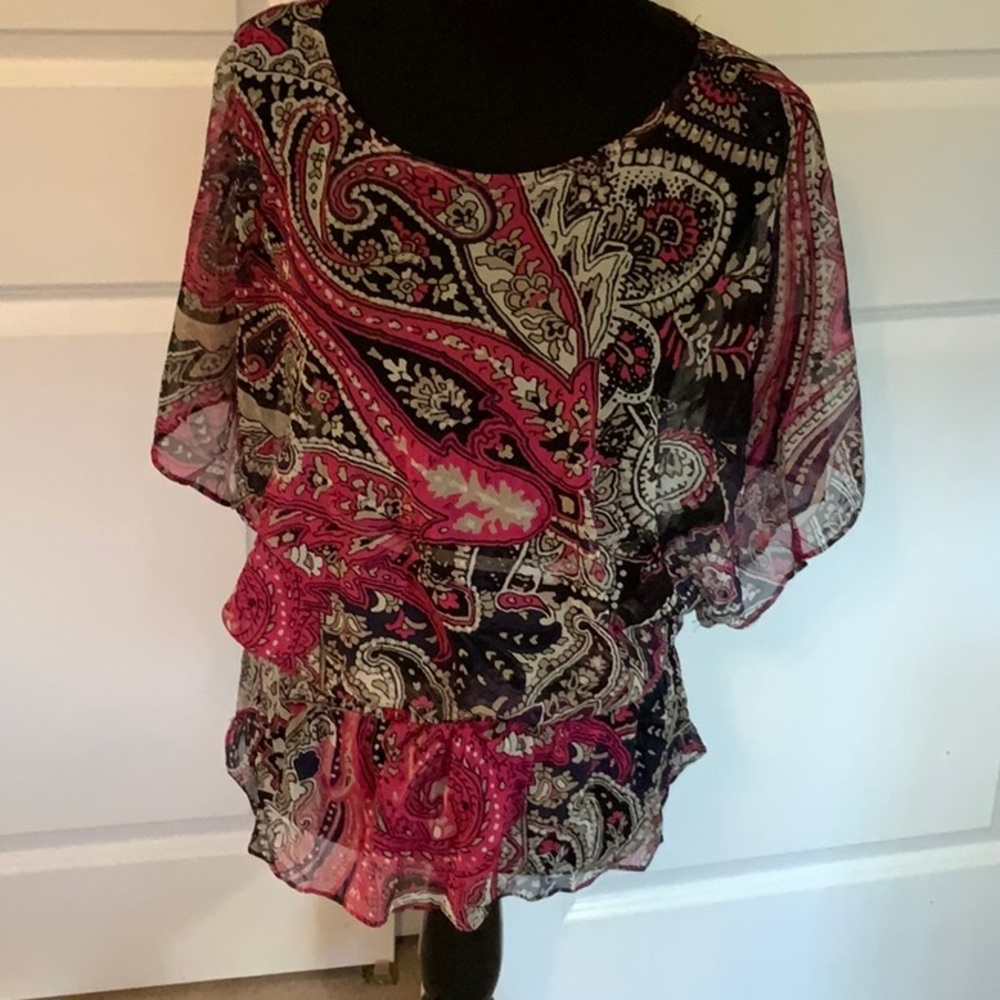 INC pink, Navy blue black blouse